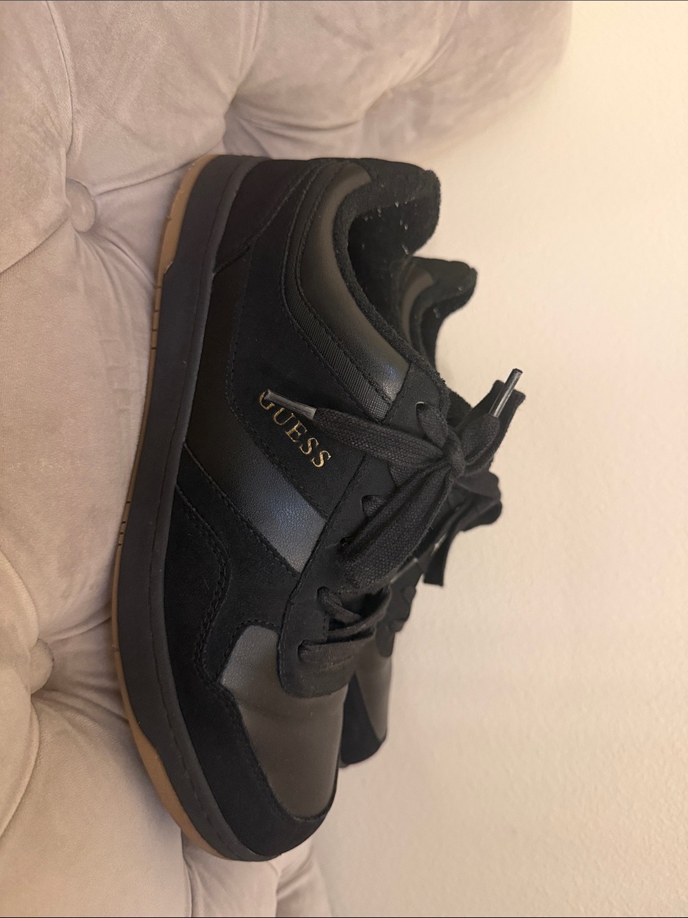 GUESS Men's Black Leather & Suede Low-Top Sneakers